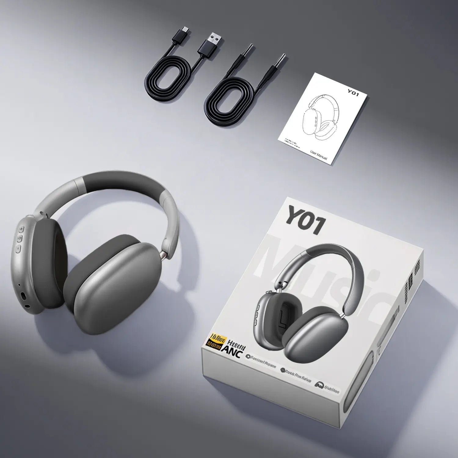 WENTRONIC Y01 Wireless ANC Headphones | Hi-Res Audio • 48H Battery • Foldable Over-Ear Bluetooth Headphones with Built-In Mic