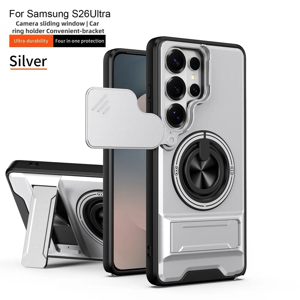 Rotating Ring Phone Case, Compatible with Samsung 26/25/24/23/22/21 Ultra, High-End Design, Practical Stand Case, TPU+PC Armor Shell, with Camera Protector, Military-Grade Protective Case