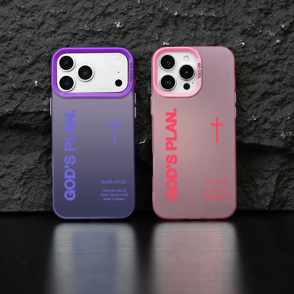 God's Plan Cross Isaiah Phone Case for iPhone and Samsung Galaxy - Durable Shockproof Silicone Cover, Faith-Inspired Design, Gradient Style