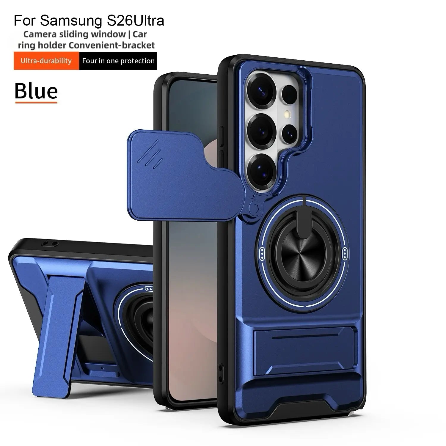 Rotating Ring Phone Case, Compatible with Samsung 26/25/24/23/22/21 Ultra, High-End Design, Practical Stand Case, TPU+PC Armor Shell, with Camera Protector, Military-Grade Protective Case