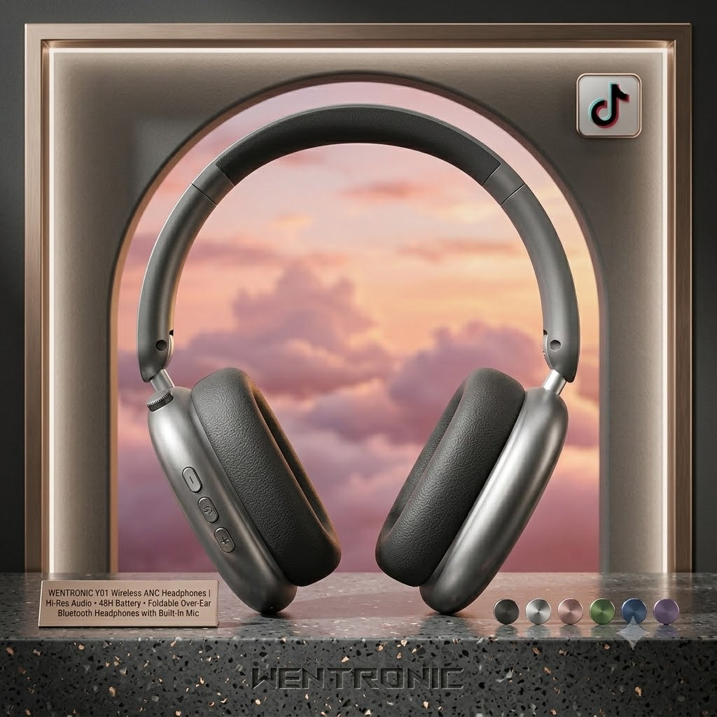 WENTRONIC Y01 Wireless ANC Headphones | Hi-Res Audio • 48H Battery • Foldable Over-Ear Bluetooth Headphones with Built-In Mic
