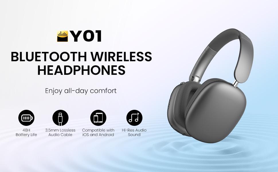 WENTRONIC Y01 Wireless ANC Headphones | Hi-Res Audio • 48H Battery • Foldable Over-Ear Bluetooth Headphones with Built-In Mic