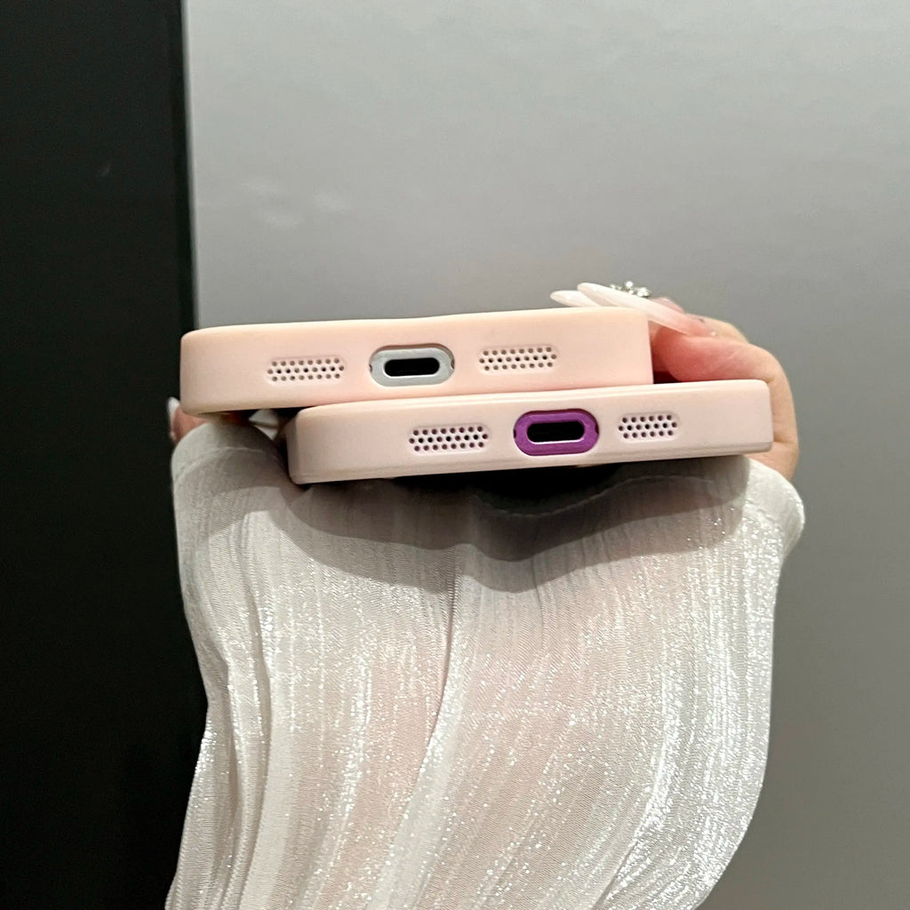 Minimalist Faux Leather iPhone Case – Textured Shockproof Protective Cover with Letter C Design