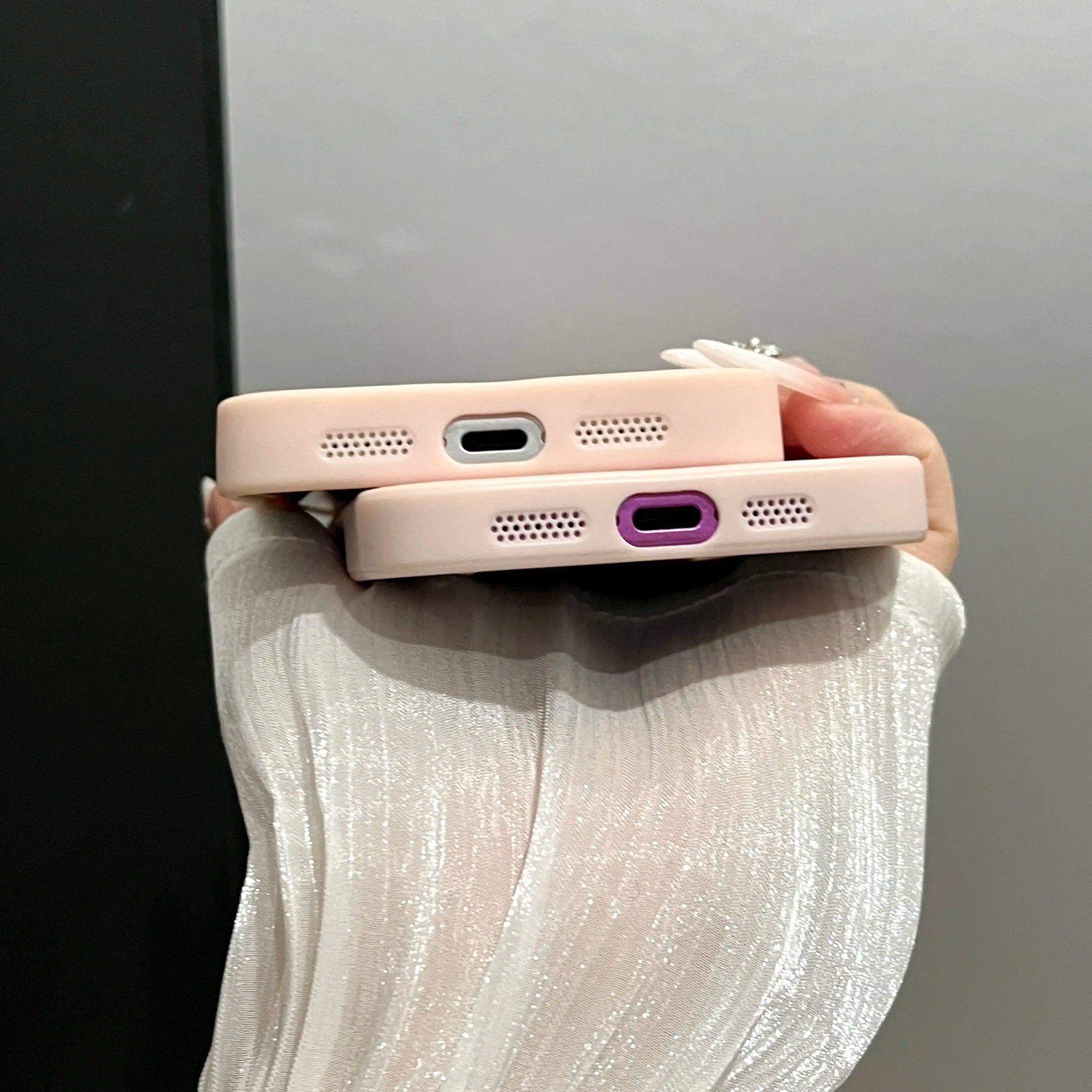 Minimalist Faux Leather iPhone Case – Textured Shockproof Protective Cover with Letter C Design