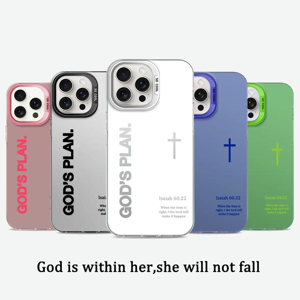God's Plan Cross Isaiah Phone Case for iPhone and Samsung Galaxy - Durable Shockproof Silicone Cover, Faith-Inspired Design, Gradient Style