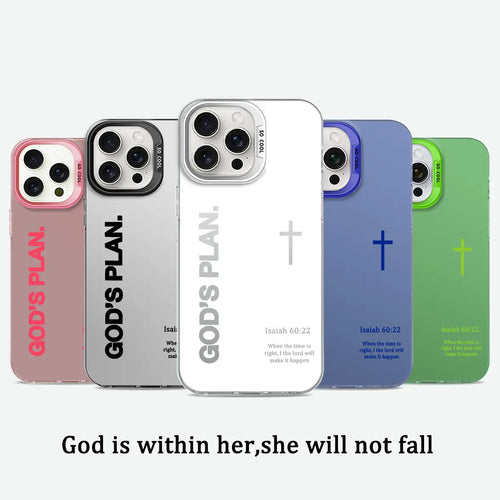 God's Plan Cross Isaiah Phone Case for iPhone and Samsung Galaxy - Durable Shockproof Silicone Cover, Faith-Inspired Design, Gradient Style