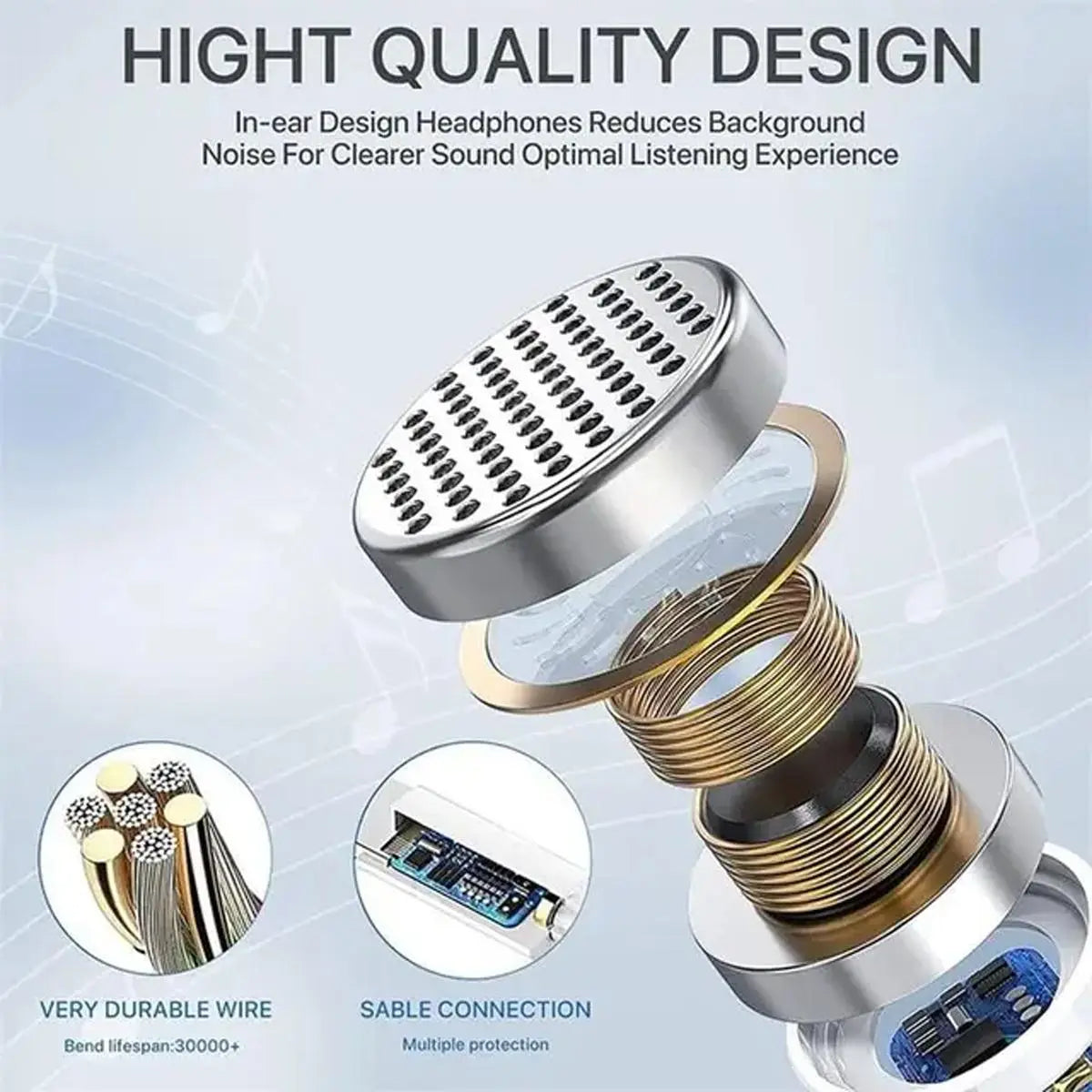 USB-C Wired Earphones with Built-In Microphone & Volume Control – Hi-Fi In-Ear Headphones Compatible with Android Devices, Type-C Audio Earbuds