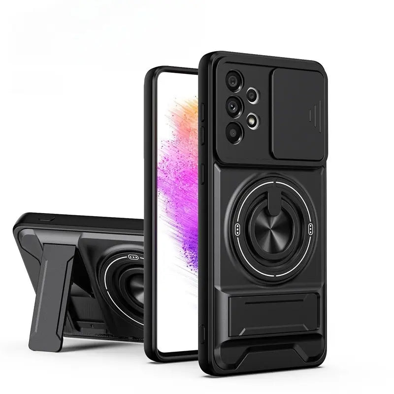 Rotating Ring Phone Case, Compatible with Samsung 26/25/24/23/22/21 Ultra, High-End Design, Practical Stand Case, TPU+PC Armor Shell, with Camera Protector, Military-Grade Protective Case